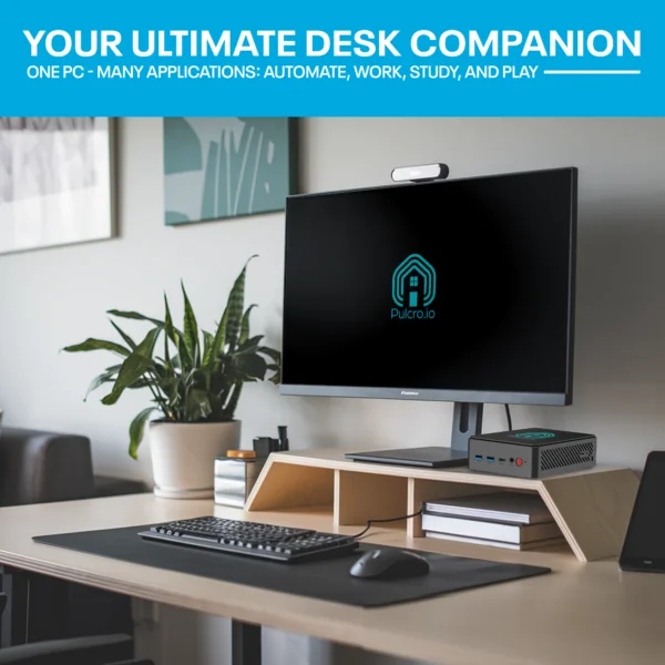 Pulcro TurnKey Two Mini PC as the perfect desk companion for work, study, and home automation.