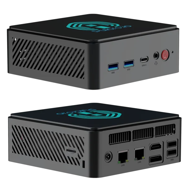 Pulcro TurnKey Two Mini PC - Compact, high-performance device with dual 2.5Gbps LAN ports, multiple USB ports, and modern design