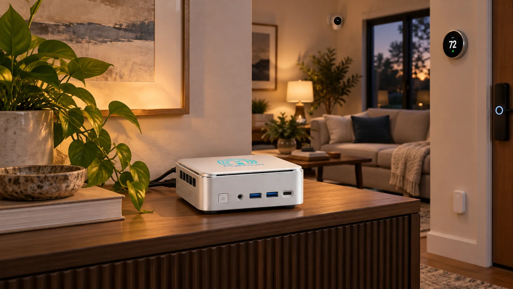 Dedicated Home Assistant Hardware for Your Smart Home Pulcro.io TurnKey Node dedicated Home Assistant mini PC in a connected smart home