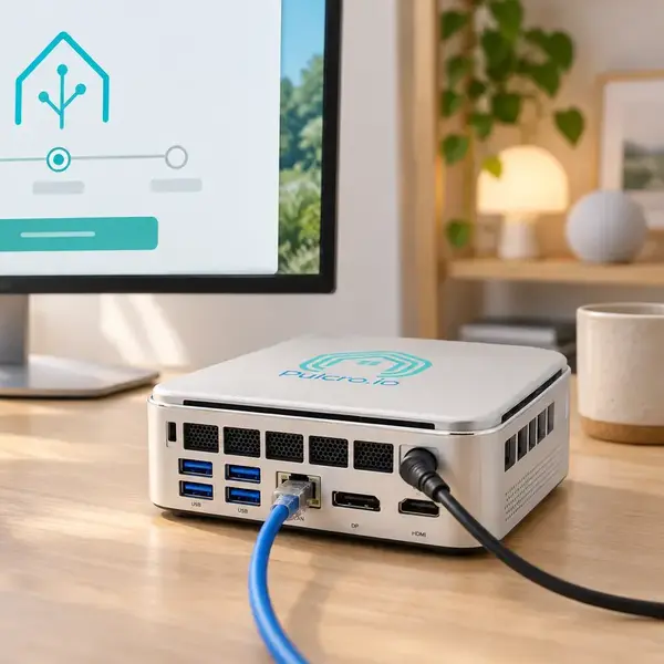 TurnKey Node Mini PC With Home Assistant Preinstalled Pulcro.io TurnKey Node with Home Assistant OS preinstalled and connected to Ethernet and power